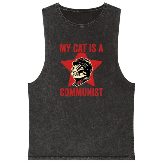 Discover My Cat Is A Communist Vintage Funny Cat Lover Sayi Mineral Wash Tank Tops
