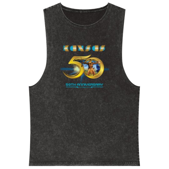 Discover Kansas Band 50th Anniversary Mineral Wash Tank Tops