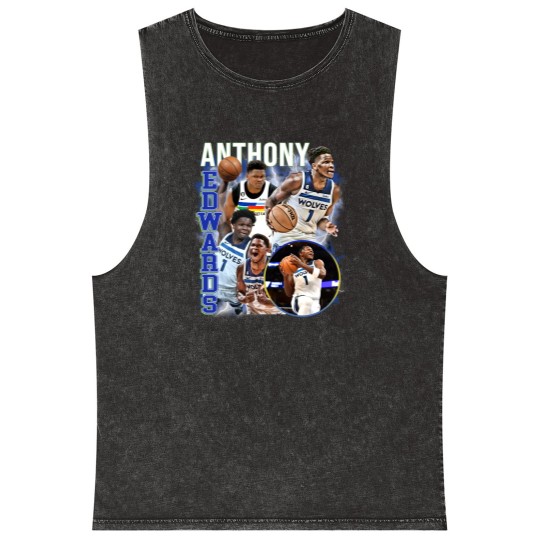 Discover Anthony Edwards Graphic Mineral Wash Tank Tops, Basketball Mineral Wash Tank Tops