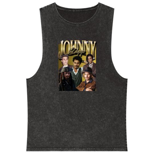 Discover Retro Johnny Depp Mineral Wash Tank Tops -Johnny Depp
