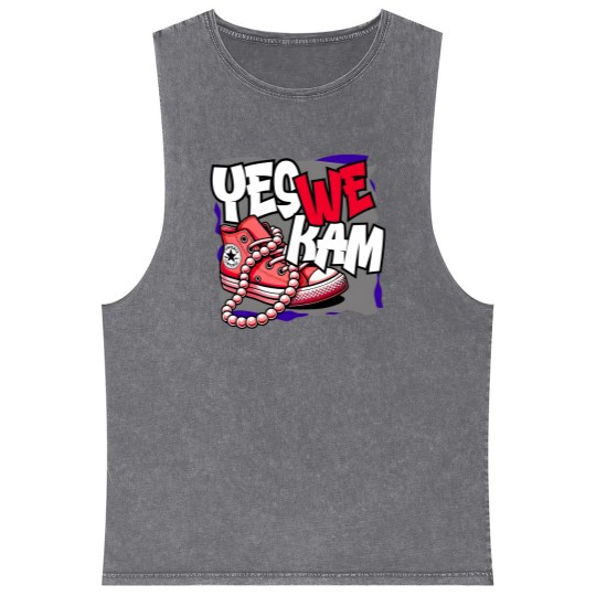 Discover Kamala Harris , Yes We Kam, red white and blue, Mineral Wash Tank Tops