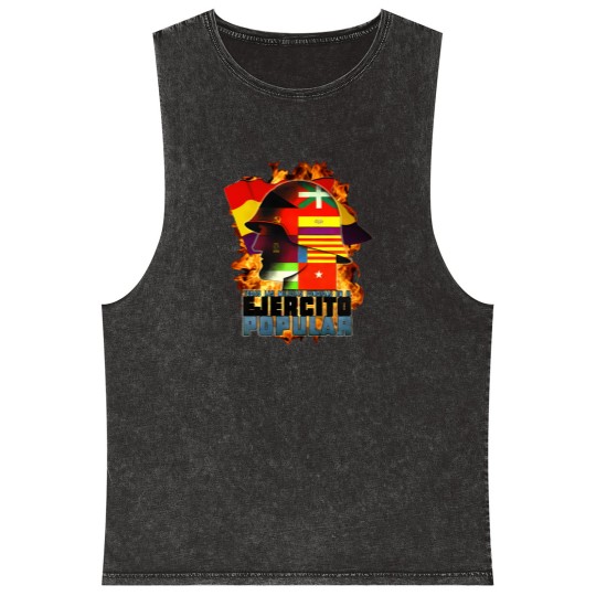 Discover Brigadas Internacionales No Pasaran Spanish Civil warr Red Star Raised Fist Revolution 3836 Mineral Wash Tank Tops