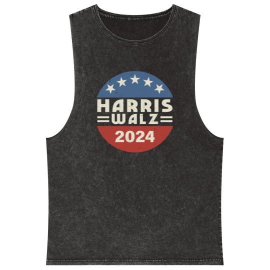 Discover Harris Walz Mineral Wash Tank Tops, Kamala Harris Tim Walz President VP 2024 Mineral Wash Tank Tops, Tim Walz