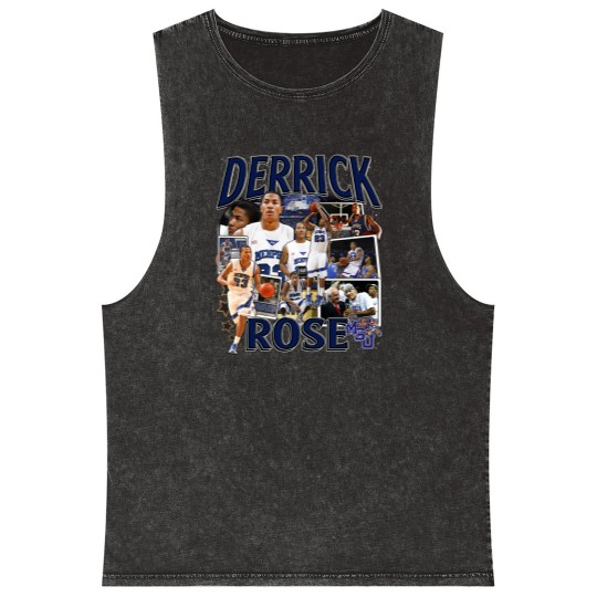Discover Derrick Rose Mineral Wash Tank Tops - Derrick Rose - Retro American Basketball Mineral Wash Tank Tops
