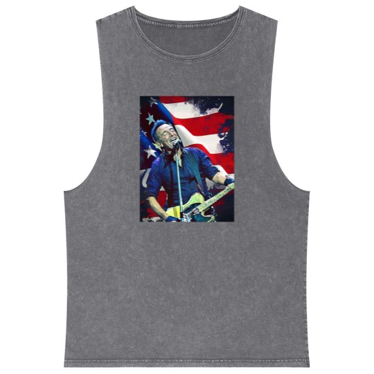 Discover Bruce Springsteen Graphic Mineral Wash Tank Tops  Bruce Springsteen Mineral Wash Tank Tops Tour 2024 Mineral Wash Tank Tops