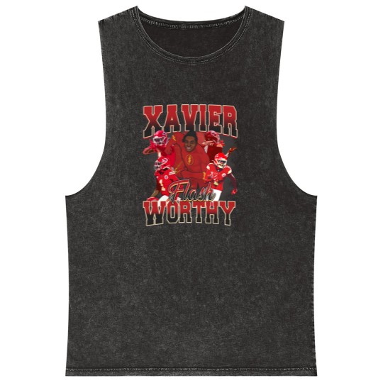 Discover Xavier Worthy Flash Vintage Style Y2K Football Mineral Wash Tank Tops Mineral Wash Tank Tops