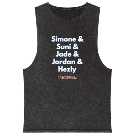 Discover USA Women's Gymnastics Simone Biles, Suni Lee, Jade Carey, Jordan Chiles Mineral Wash Tank Tops
