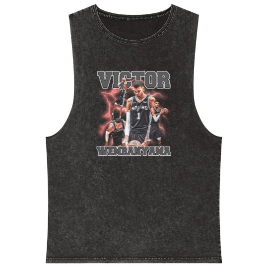 Discover Victor Wembanyama Unisex Mineral Wash Tank Tops, Victor Wembanyama Graphic