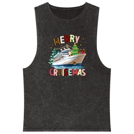 Discover Merry Cruisemas Mineral Wash Tank Tops, Christmas Cruise Crew Mineral Wash Tank Tops