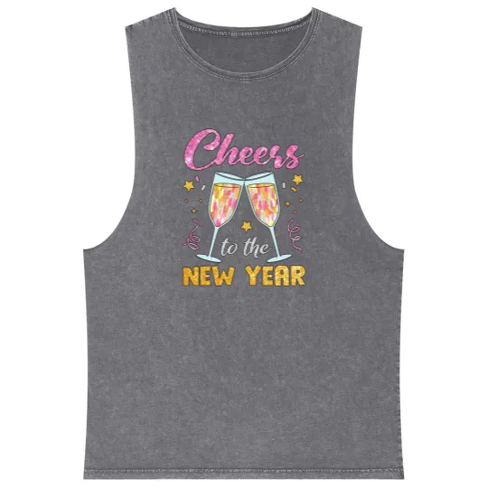 Discover New Year 2025 Mineral Wash Tank Tops, Cheers to the New Year, Retro New Years Mineral Wash Tank Tops