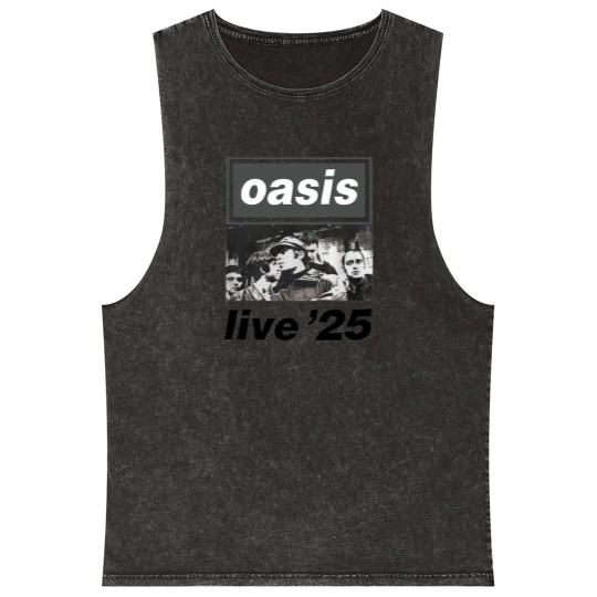 Discover Oasis Live 2025 World Tour  Unisex Mineral Wash Tank Tops Oasis Band Mineral Wash Tank Tops