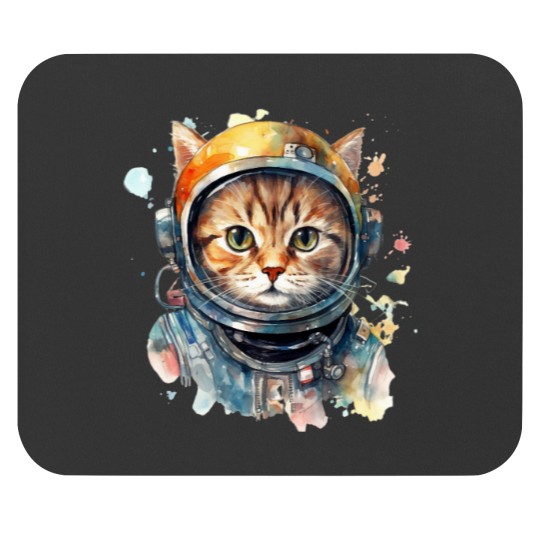 Discover Watercolor Astronaut Cat Mouse Pads