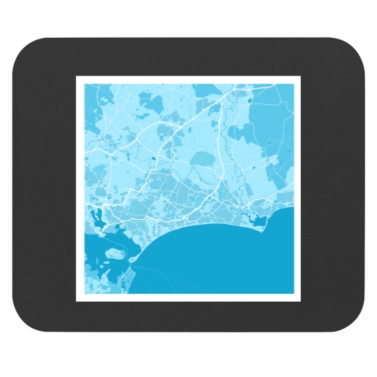 Discover Bournemouth Map Blue _amp_amp_ White Mouse Pads