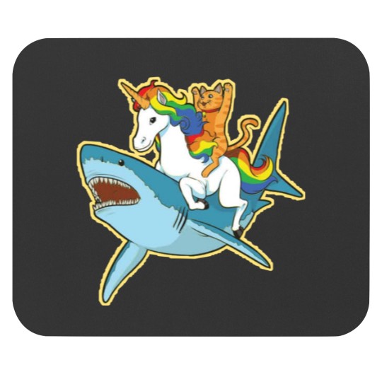 Discover Cat riding unicorn,cat riding shark,gifts Mouse Pads