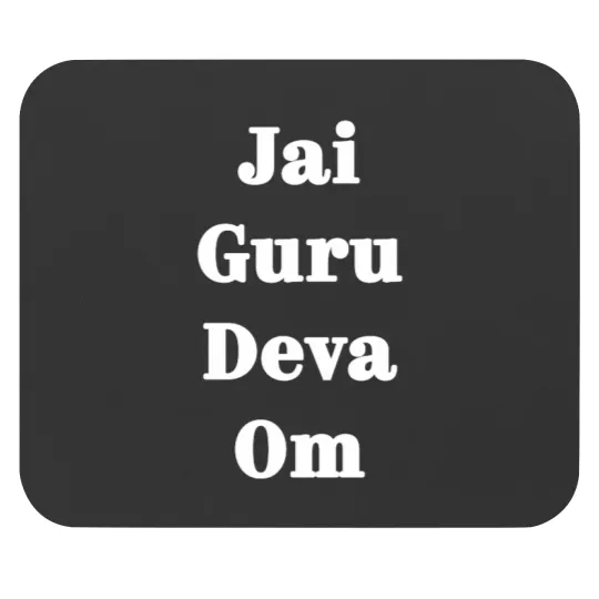 Discover Jai Guru Deva Om print, spiritual prints, white letters mantra Ohm Sanskrit, yoga Mouse Pads