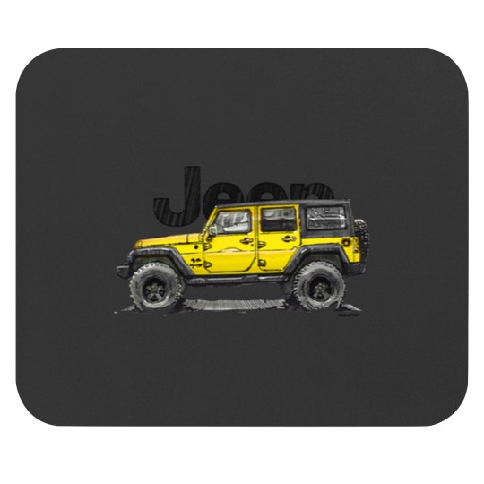 Discover -Jeep-4dr Jk Unlimited-Yellow Mouse Pads