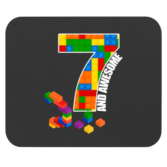 Discover building blocks bricks 7 years old awesome birthday boy t Mouse Pads
