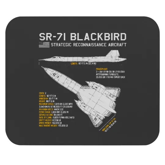 Discover SR-71 Blackbird Blueprint US Aircraft Plane Airp Mouse Pads