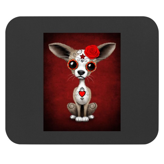 Discover Red Day of the Dead Sugar Skull Chihuahua Puppy Mouse Pads