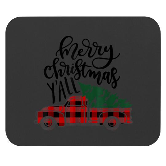 Discover Merry Christmas Yall Vintage Truck With Tree Plaid Mouse Pads