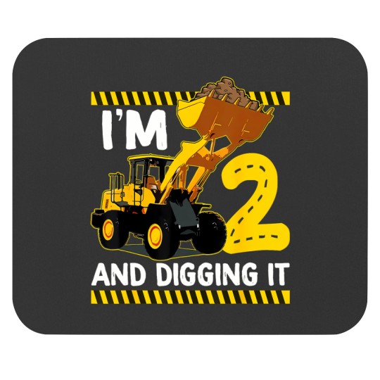 Discover i'm 2 and digging it construction excavator 2nd birthday Mouse Pads