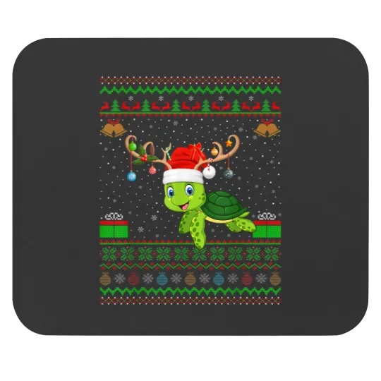 Discover Reindeer Santa Hat Matching Ugly Sea Turtle Christmas Mouse Pads