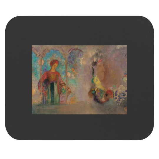 Discover Woman With Flowers by Odilon Redon Long Mouse Pads