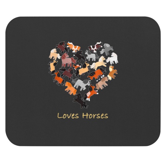 Discover Loves Horses cartoon ponies in a heart shaped design Mouse Pads