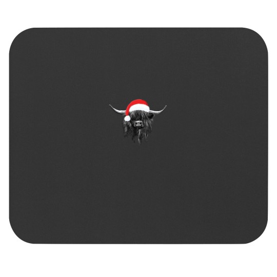 Discover Scottish Highland Cow Christmas Santa Hat Mouse Pads