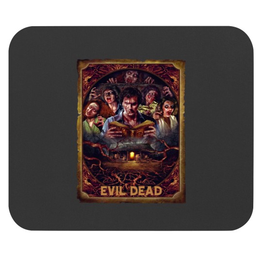 Discover Movie Art, Evil Dead Necronomicon by Peter Panyis, Black Cotton Mens Mouse Pads
