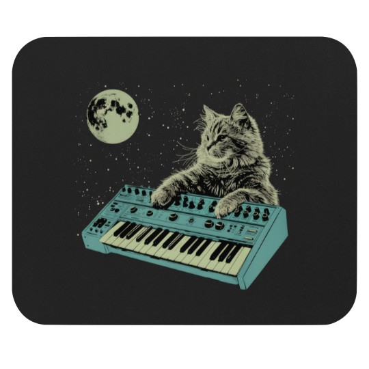 Discover Synthesizer Cat In Space Mouse Pads