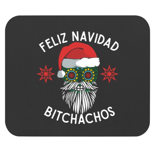 Discover Feliz Navidad Bitchachos Merry Spanish Christmas Mexican Sugar Skull In Santa'S Hat Mouse Pads