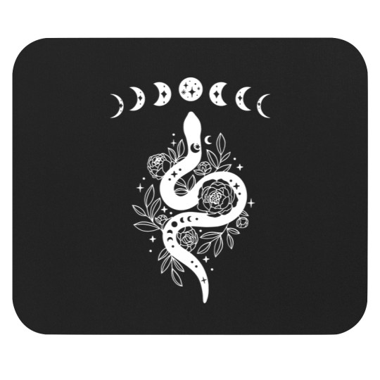 Discover Celestial Snake, Mystical Lunar Snake, Celestial Mystical Floral Moon Snake Mouse Pads