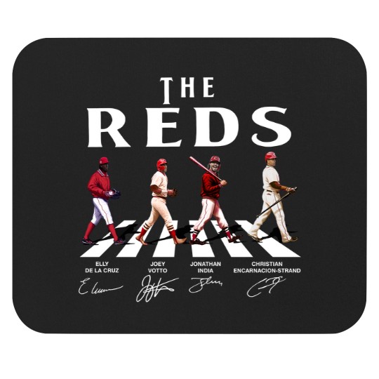 Discover Reds Walking Abbey Road Signatures Baseball Mouse Pads, Elly De La Cruz, Votto, Jonathan India