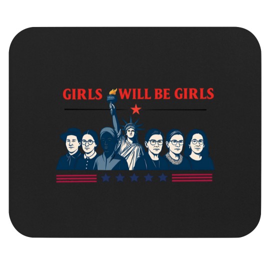Discover Girls Will be Girls Comfort Colors Mouse Pads, Patriotic Feminist 4th of July Mouse Pads
