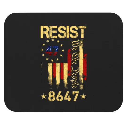 Discover Anti Trump 8647 86 47 US Flag We The People Impeach 47 Unisex Mouse Pads