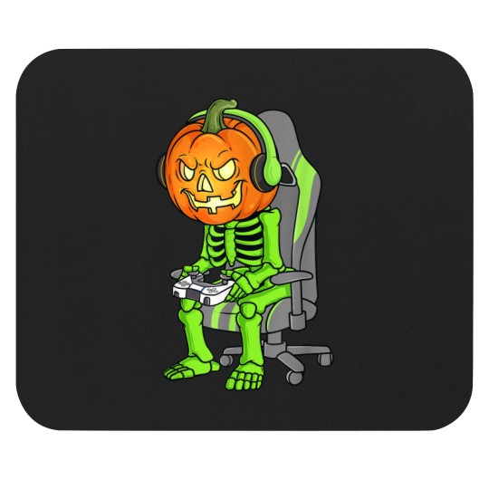 Discover Gaming Halloween Skeleton Jack O Lantern Gamer Boy Mouse Pads