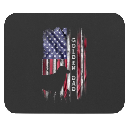 Discover Vintage USA Flag Proud Golden Retriever Dad Silhou Mouse Pads