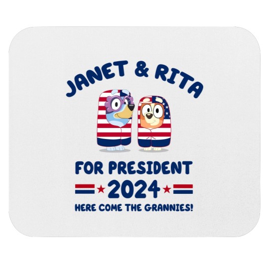 Discover Janet and Rita For President 2024 Election Mouse Pads, BlueyDad Lovers Mouse Pads