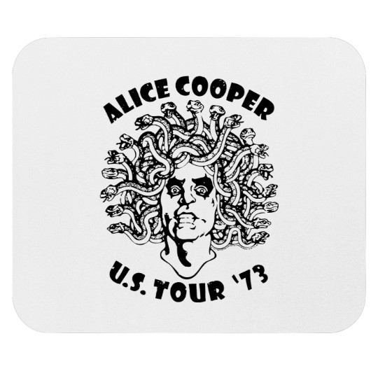 Discover Alice Cooper Men's Mouse Pads, Medusa USA Tour 1973 Cover White Graphic Mouse Pads