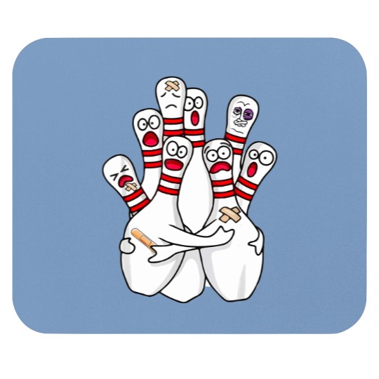 Discover Cartoon Bowling Scared Bowling Pins Funny Sport Bowler Mouse Pads