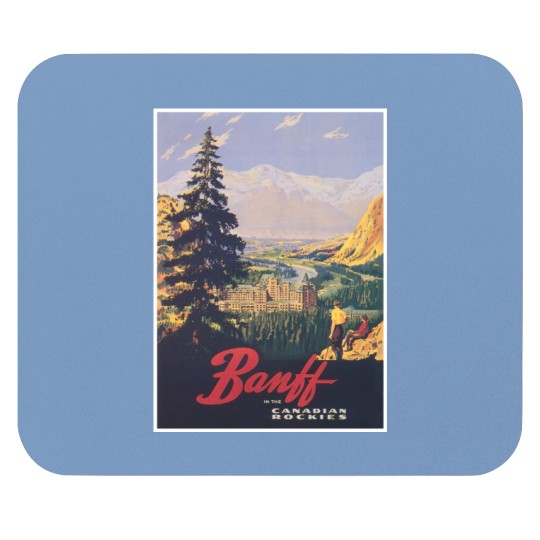 Discover Banff Canada Print Canadian Rockies Print Vintage Canada Travel Mouse Pads