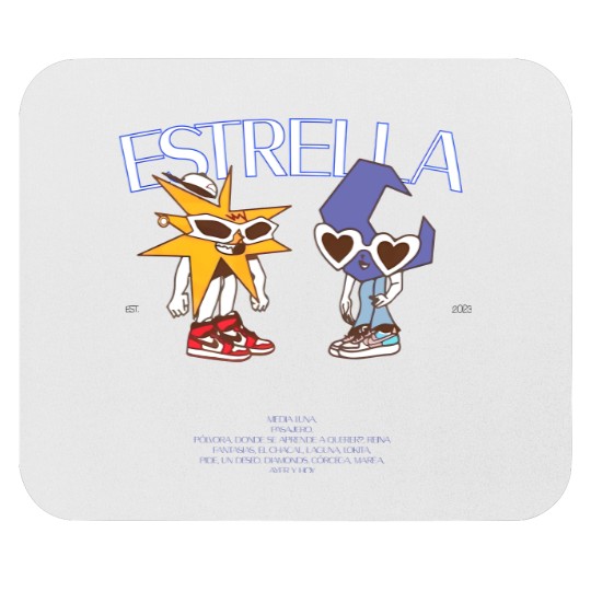 Discover MORA Merch Estrella Album Tracklist Back Design Mouse Pads Mora Graphic Mouse Pads
