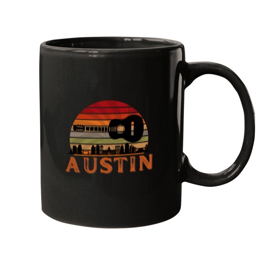 Discover Austin Texas Vintage Sunset Music Capital Mugs
