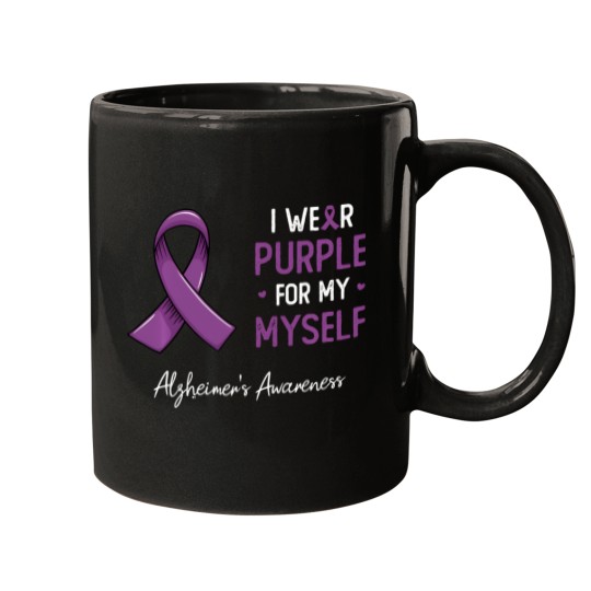 Discover i wear purple for my myself alzheimer's awareness month sweat Mugs