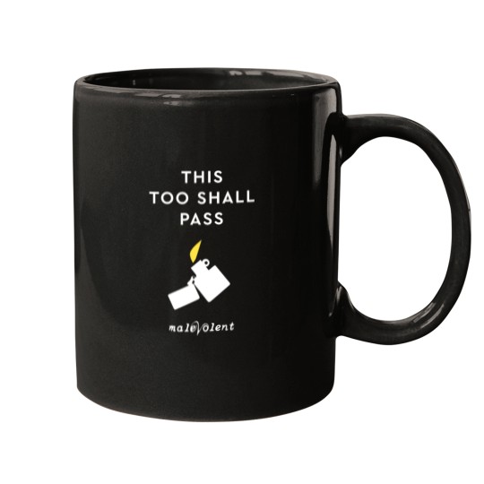 Discover This Too Shall Pass White Lighter  Yellow Flame  On Black A cat with tater tots on its head and paws. Sticker Mugs