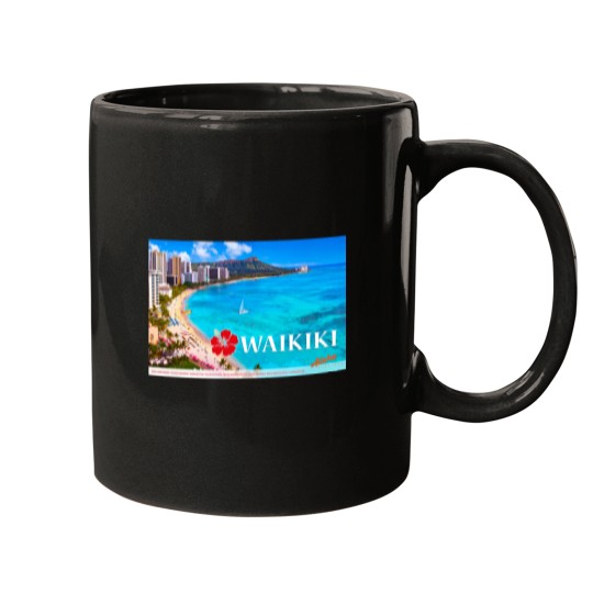 Discover Vintage-Style Waikiki Travel Poster Sticker Mugs