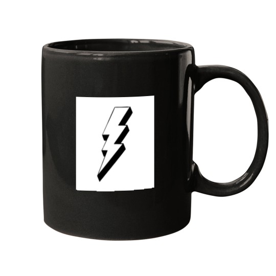 Discover Black and White Lightning Bolt with Rough Edges Mugs