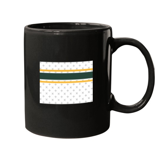 Discover White, Green, &amp Gold Power Stripe Mugs