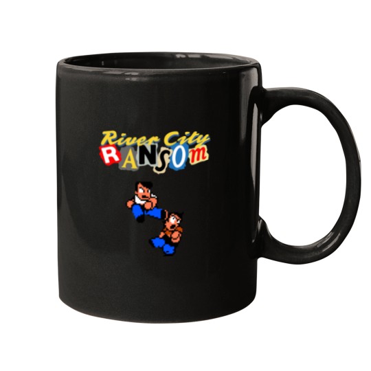 Discover River City Ransom  Logo w 8-Bit Characters Mugs
